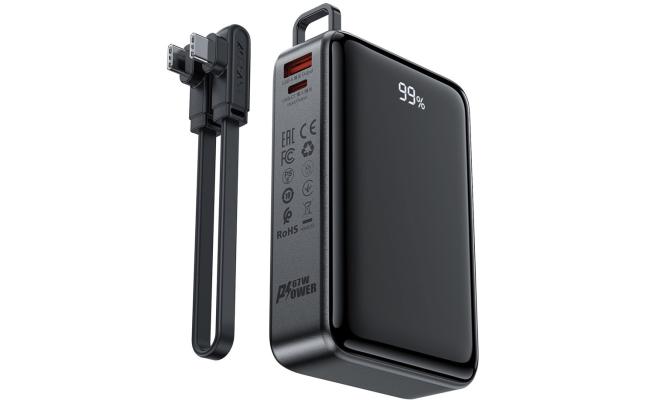 ACEFAST M4 PD 67W Fast Charging 20000mAh Li-Polymer Power Bank with 100W Type-C to Type-C Cable - Black